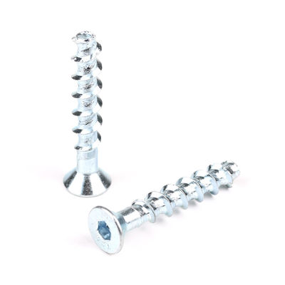 Бетонный блок M6x50 Allen Csk Hex Bolt Белый цинк Плоская голова самонажатие якорные болты