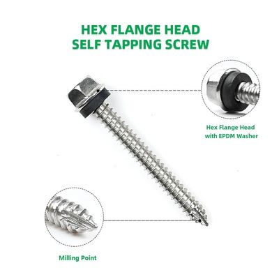 Нержавеющая сталь ST6.3*55мм Фланцевый шестеренковый самоподшипный винт Parafuso Auto Atarraxante