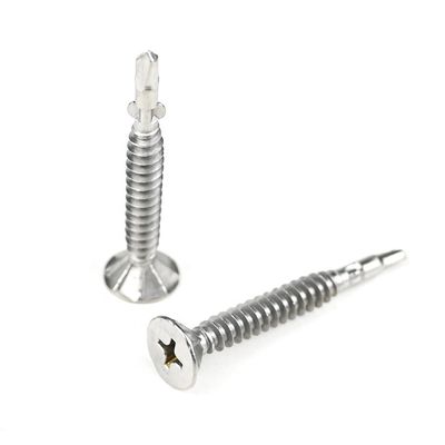 Желтый нержавеющая сталь Phillips Countersunk плоская голова металлический самосверливающий винт с крыльями нажатия винт