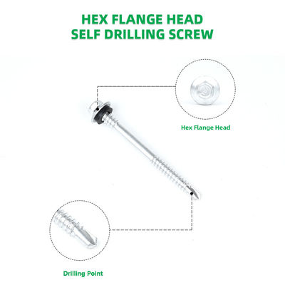 Метрические желтые шестиугольные головки с двойной нитью самосверляющие винты с EPDM-помывкой