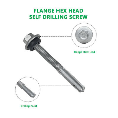Цинковый сплав покрытый шестеренковой фланцевой головой самосверляющий винт Tek 7 для установки 5.5x50